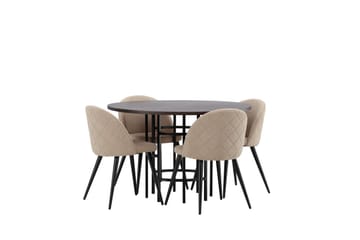 Copenhagen Matgrupp 115 cm Rund med 4 Velvet stolar - Beige - Möbler - Bord & matgrupp - Matgrupp