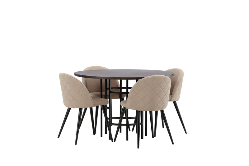Copenhagen Matgrupp 115 cm Rund med 4 Velvet stolar - Beige - Möbler - Bord & matgrupp - Matgrupp
