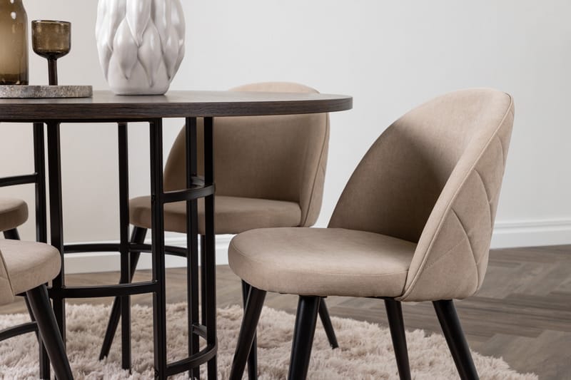 Copenhagen Matgrupp 115 cm Rund med 4 Velvet stolar - Beige - Möbler - Bord & matgrupp - Matgrupp