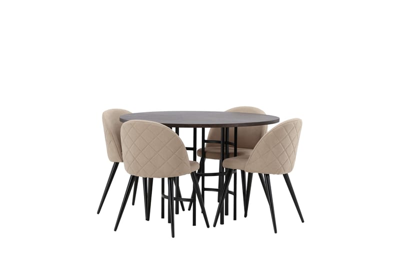 Copenhagen Matgrupp 115 cm Rund med 4 Velvet stolar - Beige - Möbler - Bord & matgrupp - Matgrupp