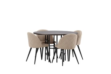 Copenhagen Matgrupp 115 cm Rund med 4 Velvet stolar - Beige - Möbler - Bord & matgrupp - Matgrupp