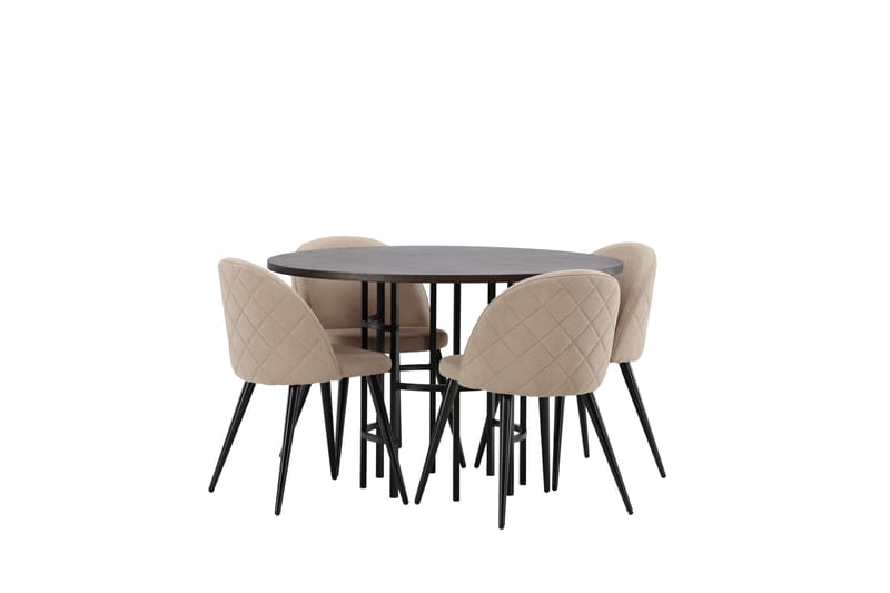 Copenhagen Matgrupp 115 cm Rund med 4 Velvet stolar - Beige - Möbler - Bord & matgrupp - Matgrupp