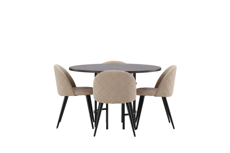 Copenhagen Matgrupp 115 cm Rund med 4 Velvet stolar - Beige - Möbler - Bord & matgrupp - Matgrupp