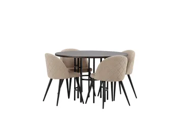 Copenhagen Matgrupp 115 cm Rund med 4 Velvet stolar - Beige - Möbler - Bord & matgrupp - Matgrupp