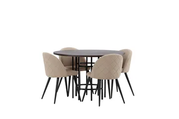 Copenhagen Matgrupp 115 cm Rund med 4 Velvet stolar - Beige - Möbler - Bord & matgrupp - Matgrupp