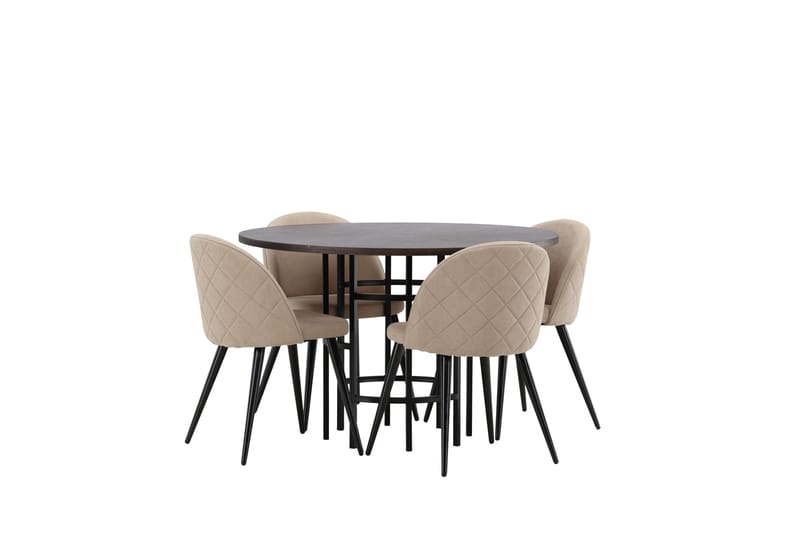 Copenhagen Matgrupp 115 cm Rund med 4 Velvet stolar - Beige - Möbler - Bord & matgrupp - Matgrupp