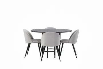 Copenhagen Matgrupp 115 cm Rund med 4 Velvet stolar - Grå - Möbler - Bord & matgrupp - Matgrupp
