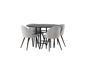 Copenhagen Matgrupp 115 cm Rund med 4 Velvet stolar - Svart - Möbler - Bord & matgrupp - Matgrupp