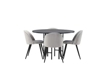 Copenhagen Matgrupp 115 cm Rund med 4 Velvet stolar - Svart - Möbler - Bord & matgrupp - Matgrupp