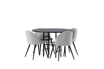 Copenhagen Matgrupp 115 cm Rund med 4 Velvet stolar - Svart - Möbler - Bord & matgrupp - Matgrupp