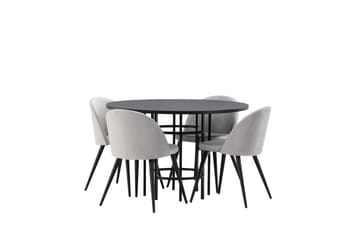 Copenhagen Matgrupp 115 cm Rund med 4 Velvet stolar - Svart - Möbler - Bord & matgrupp - Matgrupp