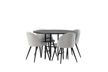 Copenhagen Matgrupp 115 cm Rund med 4 Velvet stolar - Svart - Möbler - Bord & matgrupp - Matgrupp