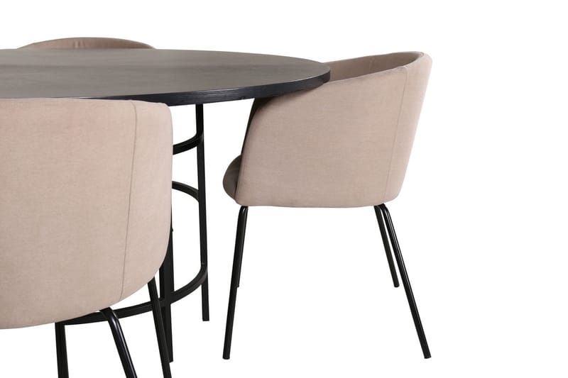 Copenhagen Matgrupp 140 cm Rund med 4 Berit stolar - Beige/Svart - Möbler - Bord & matgrupp - Matgrupp