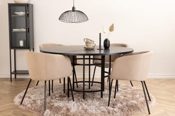 Copenhagen Matgrupp 140 cm Rund med 4 Berit stolar - Beige/Svart - Möbler - Bord & matgrupp - Matgrupp
