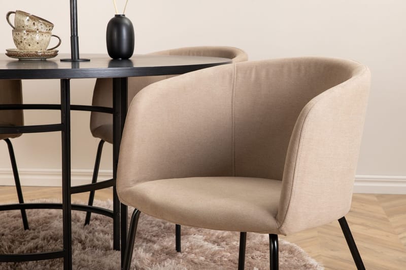 Copenhagen Matgrupp 140 cm Rund med 4 Berit stolar - Beige/Svart - Möbler - Bord & matgrupp - Matgrupp