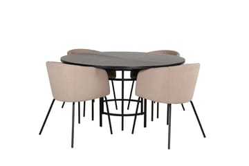 Copenhagen Matgrupp 140 cm Rund med 4 Berit stolar - Beige/Svart - Möbler - Bord & matgrupp - Matgrupp