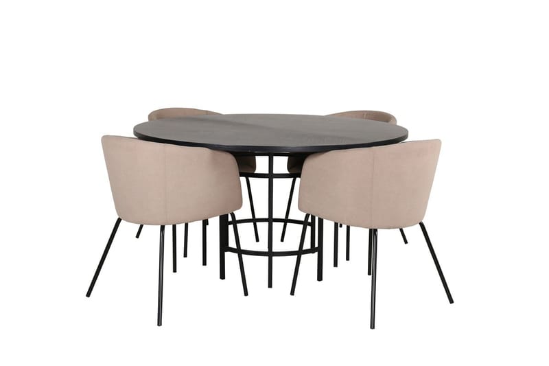 Copenhagen Matgrupp 140 cm Rund med 4 Berit stolar - Beige/Svart - Möbler - Bord & matgrupp - Matgrupp