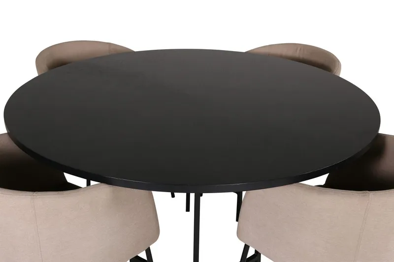 Copenhagen Matgrupp 140 cm Rund med 4 Berit stolar - Beige/Svart - Möbler - Bord & matgrupp - Matgrupp