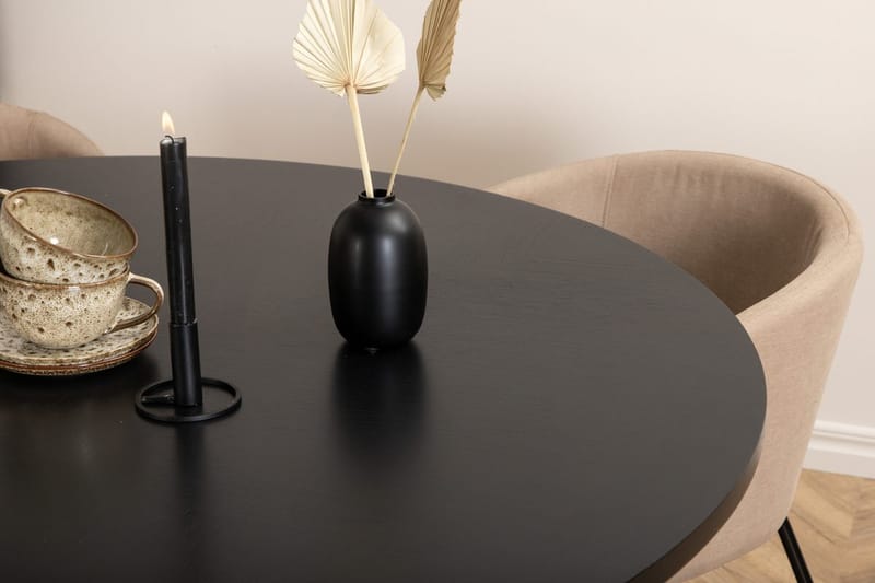 Copenhagen Matgrupp 140 cm Rund med 4 Berit stolar - Beige/Svart - Möbler - Bord & matgrupp - Matgrupp