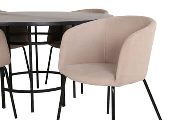 Copenhagen Matgrupp 140 cm Rund med 4 Berit stolar - Beige/Svart - Möbler - Bord & matgrupp - Matgrupp
