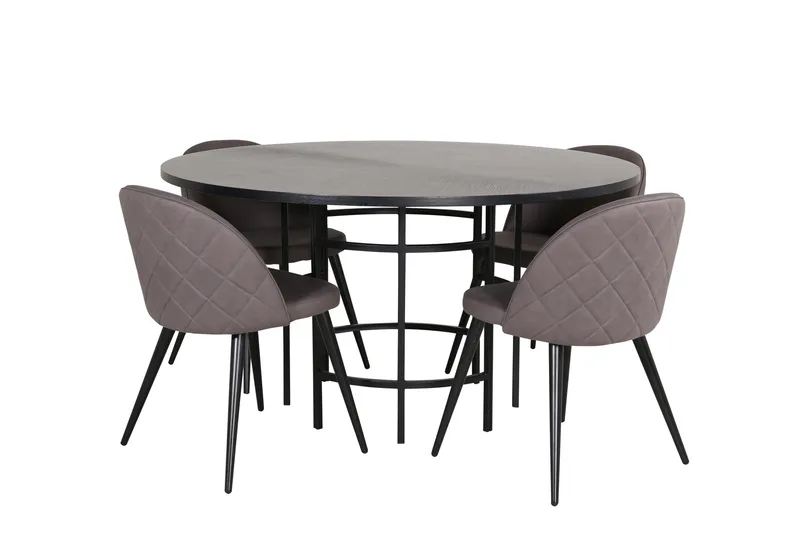 Copenhagen Matgrupp 140 cm Rund med 4 Velvet stolar