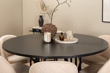 Copenhagen Matgrupp 140 cm Rund med 6 Velvet stolar - Beige - Möbler - Bord & matgrupp - Matgrupp