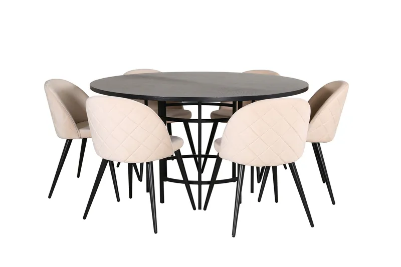 Copenhagen Matgrupp 140 cm Rund med 6 Velvet stolar