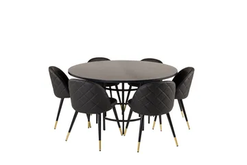 Copenhagen Matgrupp 140 cm Rund med 6 Velvet stolar - Möbler - Bord & matgrupp - Matgrupp