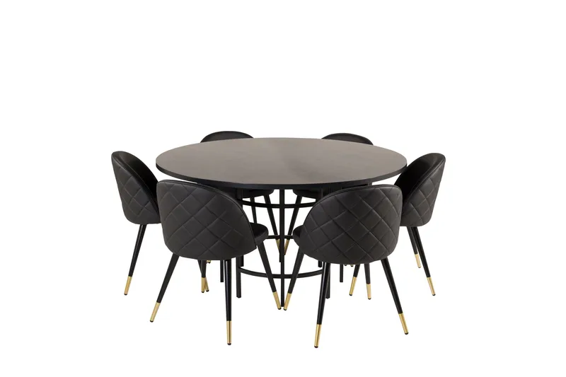 Copenhagen Matgrupp 140 cm Rund med 6 Velvet stolar - Möbler - Bord & matgrupp - Matgrupp