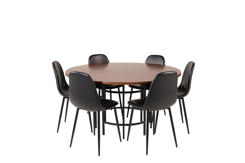 Copenhagen Matgrupp 140 cm Rund med 6 Polar stolar, Svart