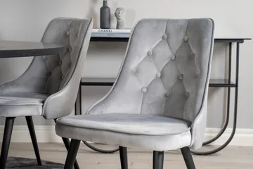 Copenhagen Matgrupp med 6 Valera Lyx Sammetsstolar Svart/Grå - Furniture Fashion - Möbler - Bord & matgrupp - Matgrupp