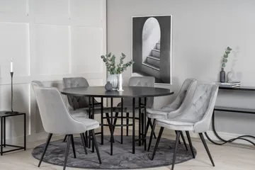 Copenhagen Matgrupp med 6 Valera Lyx Sammetsstolar Svart/Grå - Furniture Fashion - Möbler - Bord & matgrupp - Matgrupp
