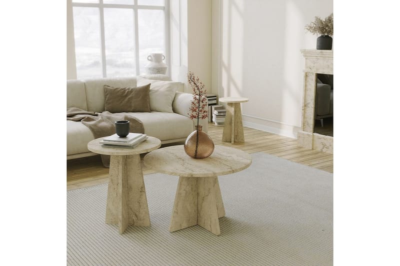 Corren Soffbord 60 cm - Travertine - Möbler - Bord & matgrupp - Soffbord