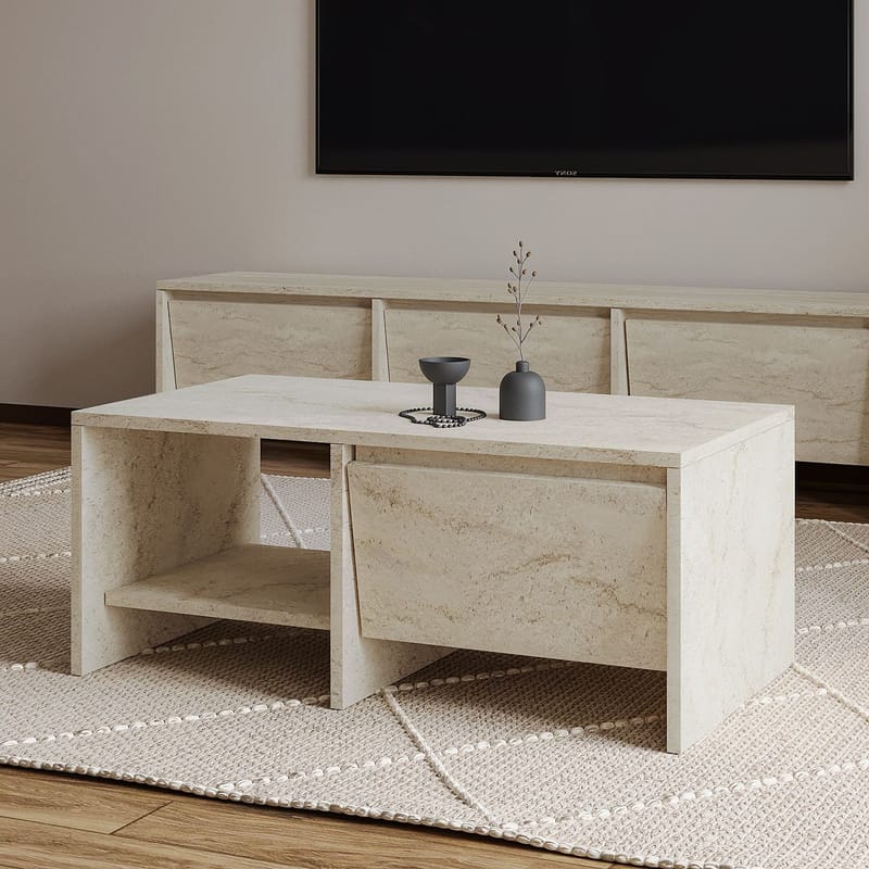 Crala Soffbord 90x35x45 cm - Travertin - Möbler - Bord & matgrupp - Soffbord