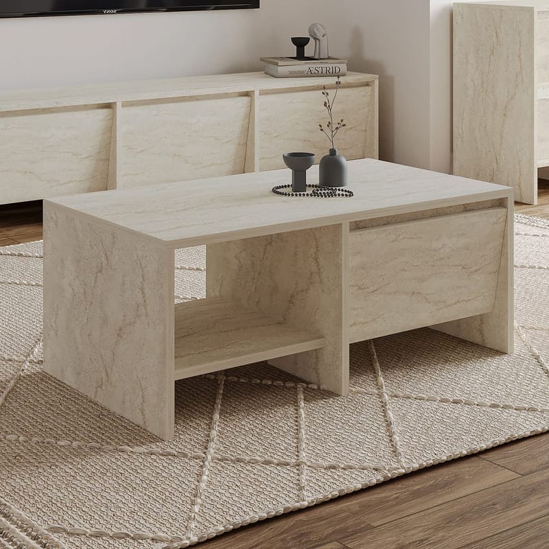 Crala Soffbord 90x35x45 cm - Travertin - Möbler - Bord & matgrupp - Soffbord