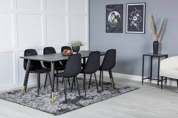 Daicy Matgrupp 180 cm inkl 6 Ypas Stolar - Svart/Mässing - Möbler - Bord & matgrupp - Matgrupp