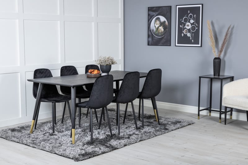 Daicy Matgrupp 180 cm inkl 6 Ypas Stolar - Svart/Mässing - Möbler - Bord & matgrupp - Matgrupp
