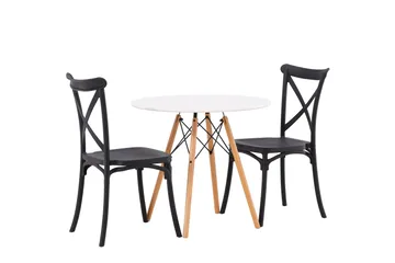 Danburi Matgrupp 60 cm Rund med 2 Crosett stolar - Svart - Möbler - Bord & matgrupp - Matgrupp