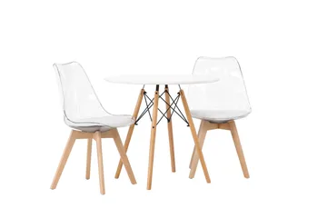 Danburi Matgrupp 60 cm Rund med 2 Edvin stolar - Vit - Möbler - Bord & matgrupp - Matgrupp