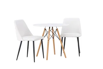 Danburi Matgrupp 60 cm Rund med 2 Night stolar - Vit - Möbler - Bord & matgrupp - Matgrupp