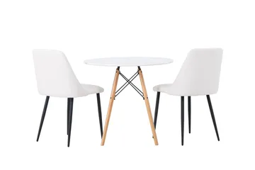 Danburi Matgrupp 60 cm Rund med 2 Night stolar - Vit - Möbler - Bord & matgrupp - Matgrupp