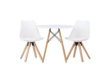 Danburi Matgrupp  60 cm Rund med 2 Zeno stolar - Vit - Möbler - Bord & matgrupp - Matgrupp