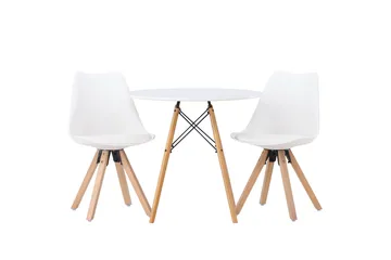 Danburi Matgrupp  60 cm Rund med 2 Zeno stolar - Vit - Möbler - Bord & matgrupp - Matgrupp