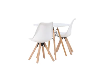 Danburi Matgrupp  60 cm Rund med 2 Zeno stolar - Vit - Möbler - Bord & matgrupp - Matgrupp