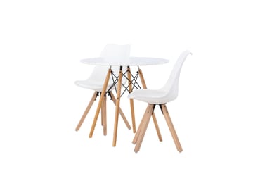 Danburi Matgrupp  60 cm Rund med 2 Zeno stolar - Vit - Möbler - Bord & matgrupp - Matgrupp