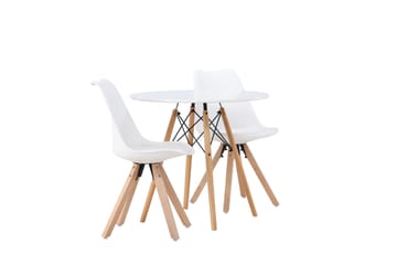 Danburi Matgrupp  60 cm Rund med 2 Zeno stolar - Vit - Möbler - Bord & matgrupp - Matgrupp