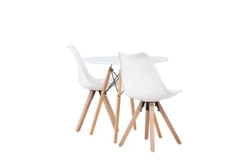 Danburi Matgrupp  60 cm Rund med 2 Zeno stolar - Vit - Möbler - Bord & matgrupp - Matgrupp