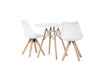 Danburi Matgrupp  60 cm Rund med 2 Zeno stolar - Vit - Möbler - Bord & matgrupp - Matgrupp
