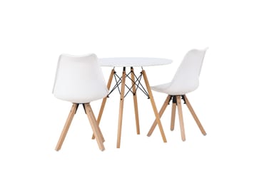 Danburi Matgrupp  60 cm Rund med 2 Zeno stolar - Vit - Möbler - Bord & matgrupp - Matgrupp