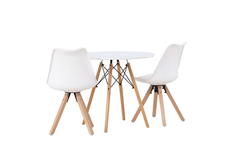 Danburi Matgrupp  60 cm Rund med 2 Zeno stolar - Vit - Möbler - Bord & matgrupp - Matgrupp